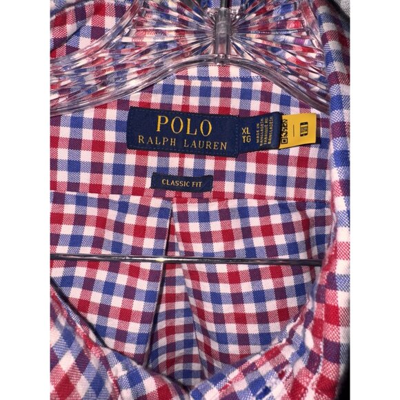 Polo Ralph Lauren Mens Red & Blue Gingham Short Sleeve Button-Down Shirt XL Clas - Picture 3 of 7